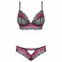 Set intimo in pizzo Obsessive Tulia (nero e rosa) 