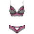 Set intimo in pizzo Obsessive Tulia (nero e rosa) 