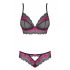 Set intimo in pizzo Obsessive Tulia (nero e rosa)  - L/XL