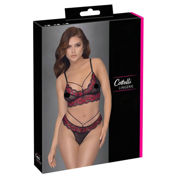 Cottelli - Set reggiseno con rose rosse (nero)