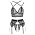 Abierta Fina - trio di lingerie in pizzo (nero)