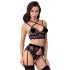 Trio di Lingerie in Pizzo Abierta Fina (Nero)  - M