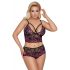 Set Intimo Floreale Plus Size Cottelli (Nero-Viola) 