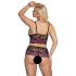 Set Intimo Floreale Plus Size Cottelli (Nero-Viola) 