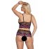 Set Intimo Floreale Plus Size Cottelli (Nero-Viola) 