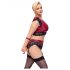 Set Reggicalze e Bralette in Pizzo Cottelli Bondage Taglie Forti (Rosso-Nero) 