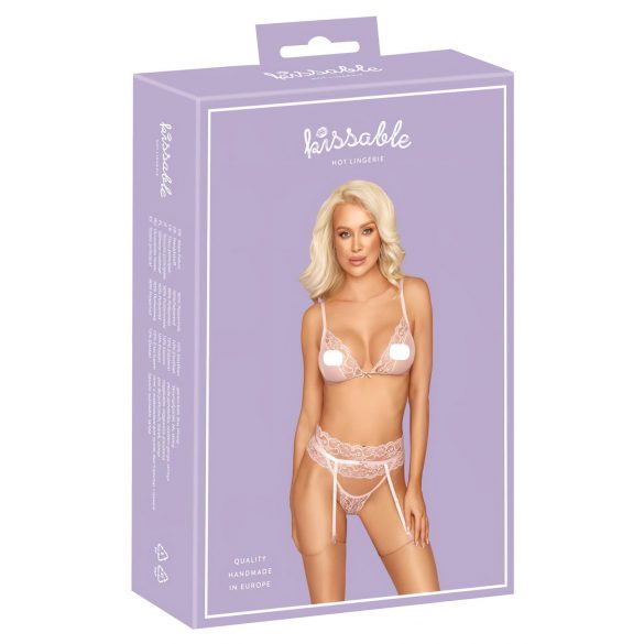 Set Intimo Baciabile in Pizzo Rosa  - L/XL