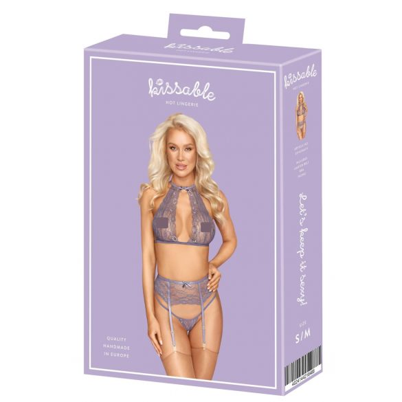 Set Intimo in Pizzo Perlato Kissable (Viola)  - L/XL