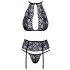 Set Intimo Incantevole con Reggiseno a Collare in Pizzo (Nero) 