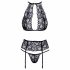 Set Intimo Incantevole con Reggiseno a Collare in Pizzo (Nero) 