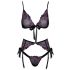 Set Intimo Ricamato Rosa e Viola "Kissable" (Nero)  - L/XL