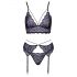 Cottelli - Set 3 pezzi lingerie in pizzo (nero-viola)