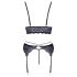 Cottelli - Set 3 pezzi lingerie in pizzo (nero-viola)