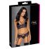 Cottelli - Set 3 pezzi lingerie in pizzo (nero-viola) - M