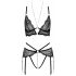 Reggiseno Aperto in Pizzo con Perizoma e Giarrettiere - Set Seducente 