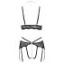 Reggiseno Aperto in Pizzo con Perizoma e Giarrettiere - Set Seducente 