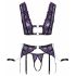 Cottelli Bondage - completo intimo con polsini (nero-viola) - M