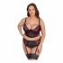 Set di intimo sexy in pizzo con motivi floreali e reggicalze (nero-rosso) - Taglie Forti Cottelli 