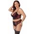 Set di intimo sexy in pizzo con motivi floreali e reggicalze (nero-rosso) - Taglie Forti Cottelli 