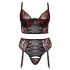 Set di intimo sexy in pizzo con motivi floreali e reggicalze (nero-rosso) - Taglie Forti Cottelli 