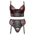 Set di intimo sexy in pizzo con motivi floreali e reggicalze (nero-rosso) - Taglie Forti Cottelli 