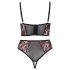 Set di intimo sexy in pizzo con motivi floreali e reggicalze (nero-rosso) - Taglie Forti Cottelli 