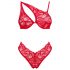 Obsessive Atenica - set di lingerie in pizzo con spalline incrociate (rosso) - M/L