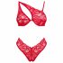 Obsessive Atenica - set di lingerie in pizzo con spalline incrociate (rosso)