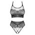 Set Intimo Sexy in Rete Aperta e Flessibile (Nero) - Taglia Unica S-L 