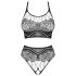 Set Intimo Sexy in Rete Aperta e Flessibile (Nero) - Taglia Unica S-L 