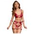 Cottelli Bondage - set reggiseno lucido con polsini (rosso) - M