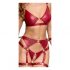 Cottelli Bondage - set reggiseno lucido con polsini (rosso) - M