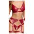 Cottelli Bondage - set reggiseno lucido con polsini (rosso) - M