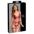 Cottelli Bondage - set reggiseno lucido con polsini (rosso) - M