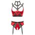 Set Intimo Lussuoso con Reggiseno Sollevatore e Dettagli Anellati (rosso-nero) Abierta Fina 