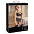 Abierta Fina - set di lingerie scintillante con lacci e pizzo (nero)