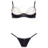 Cottelli - set reggiseno sollevante in raso con catene e strass (nero)