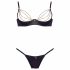 Cottelli - set reggiseno sollevante in raso con catene e strass (nero) - 85C/L