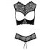 Cottelli - Set di reggiseno aperto con anelli e strass (nero) 