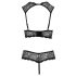 Cottelli - Set di reggiseno aperto con anelli e strass (nero) 