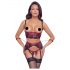 Cottelli Bondage - Set reggiseno sollevante in pizzo rosso opaco