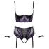 Set Intimo Bondage Cottelli con Reggiseno e Perizoma Aperto (Nero-Viola) 