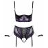 Set Intimo Bondage Cottelli con Reggiseno e Perizoma Aperto (Nero-Viola) 