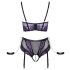 Set Intimo Bondage Cottelli con Reggiseno e Perizoma Aperto (Nero-Viola) 