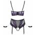 Cottelli Bondage - set reggiseno con polsini (nero-viola)