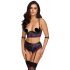 Set Intimo Bondage Cottelli con Reggiseno e Perizoma Aperto (Nero-Viola)  - M