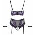 Set Intimo Bondage Cottelli con Reggiseno e Perizoma Aperto (Nero-Viola)  - M