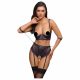 Set Intimo Bondage Cottelli con Reggiseno e Perizoma Aperto (Nero-Viola)  - L