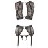 Set di Lingerie Bondage in Pizzo e Strisce Lucide con Borchie e Polsiere (4 pezzi) 