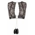 Set di Lingerie Bondage in Pizzo e Strisce Lucide con Borchie e Polsiere (4 pezzi) 